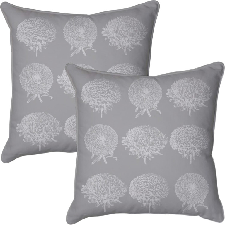 Chrysanthemums Collage Dark Grey & Grey