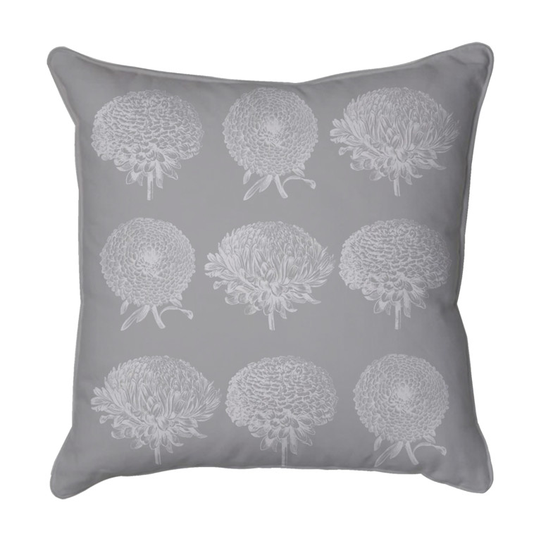 Chrysanthemums Collage Dark Grey & Grey