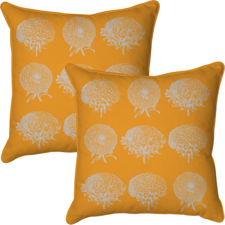 Chrysanthemums Collage Gold & Grey