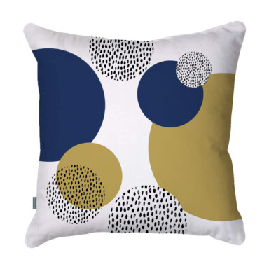 Circles Blue and Ochre Cushion