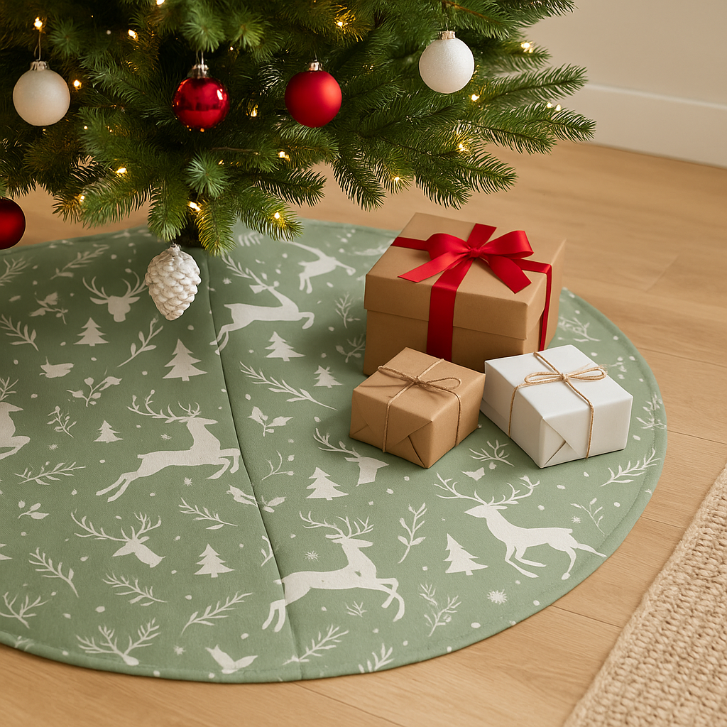 Green Reindeer Tree Skirt