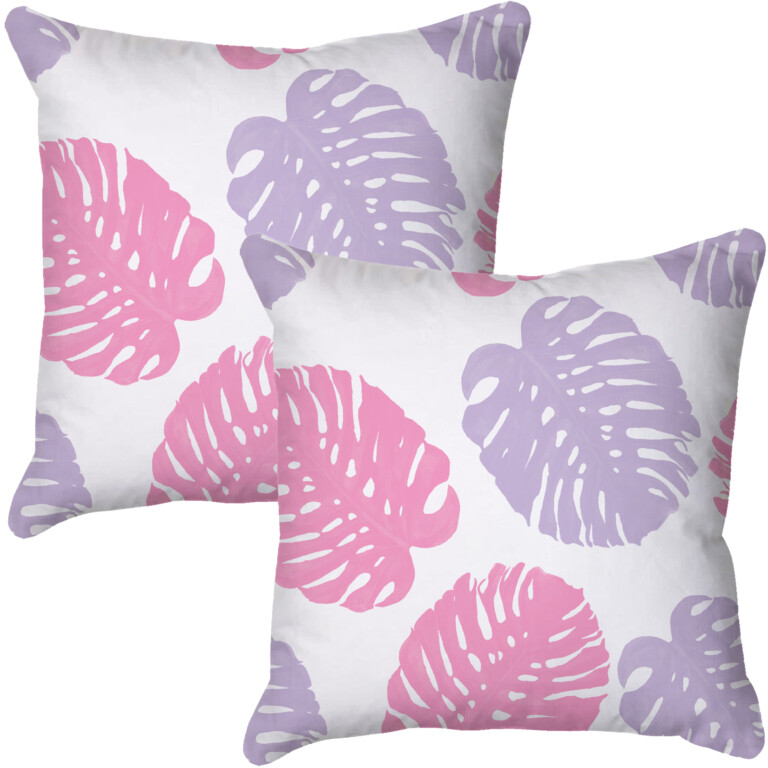 Tropical Leaves Pink & Purple Quick Dry Outdoor Cushion