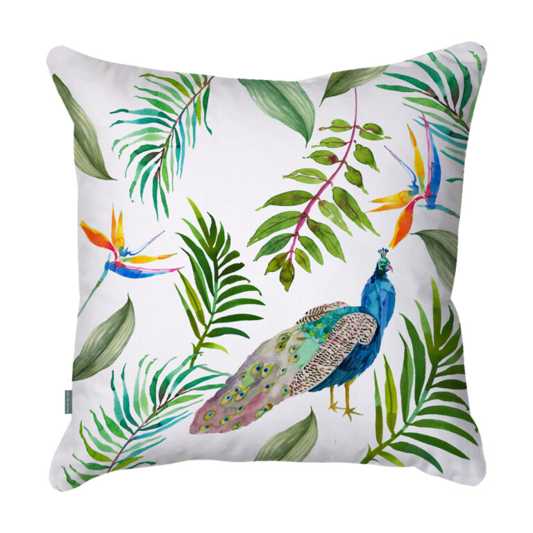 Peacock White Quick Dry Outdoor Cushion