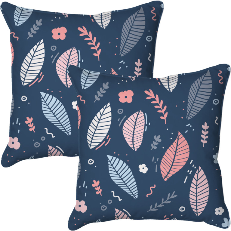 Copse Leaves & Flowers Navy Blue