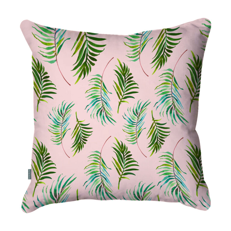 Palm Frond Pink Quick Dry Outdoor Cushion