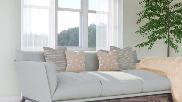 Backstitch Beige Cushion