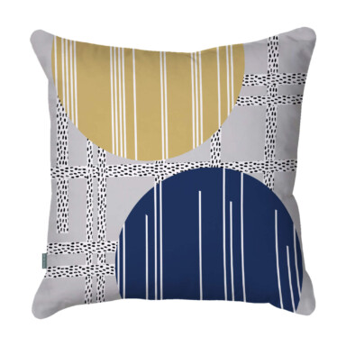 Abstract Blue and Ochre Cushion