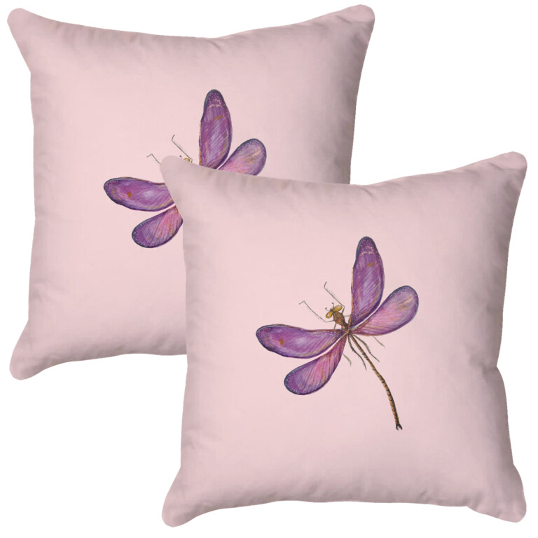 Dragonfly Baby Pink Quick Dry Outdoor Cushion