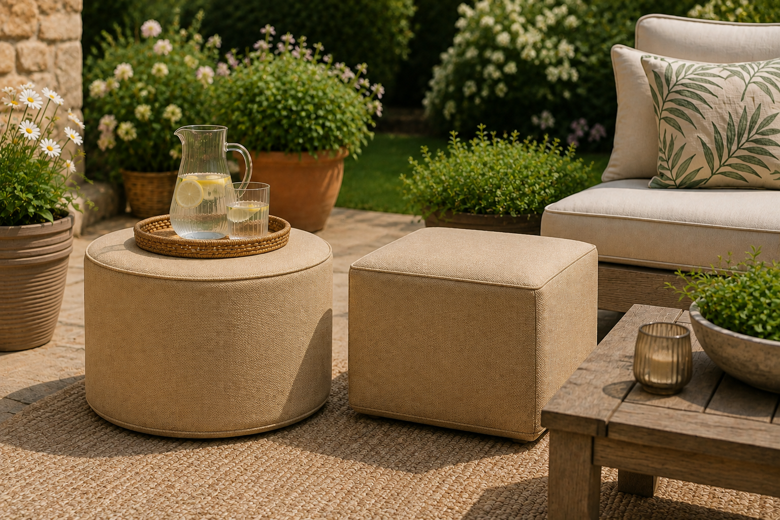 Ventura Sand Outdoor Pouffe