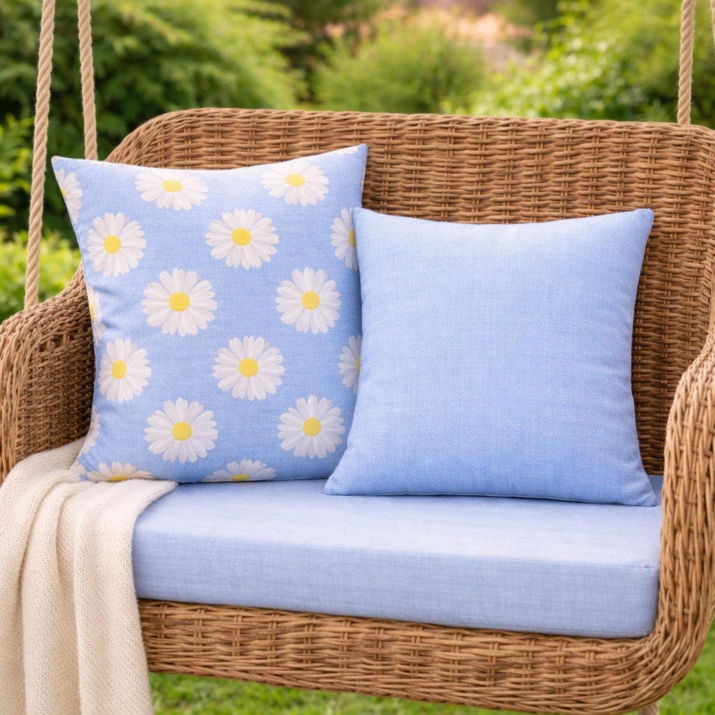 Summer Sky Daisies Outdoor Cushion
