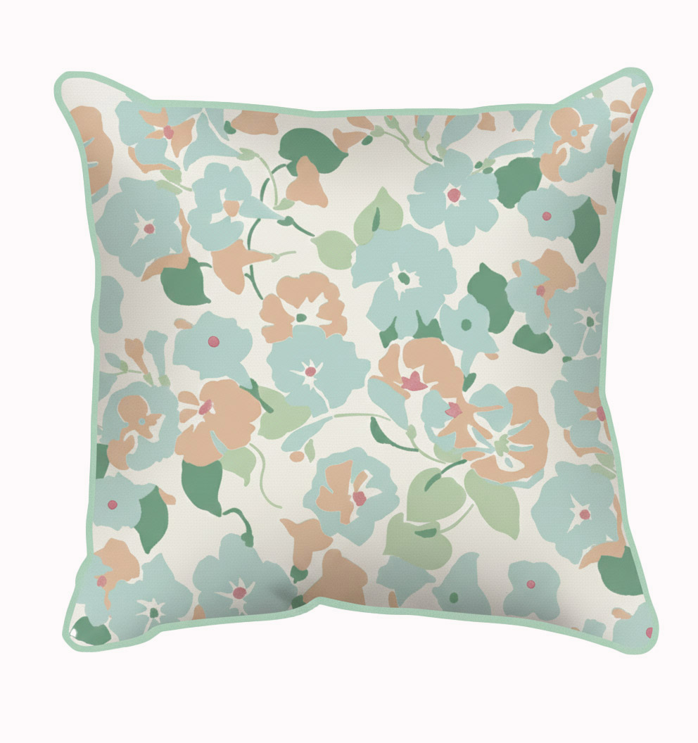 Laura Ashley Dilly Blooms Blue Outdoor Cushion