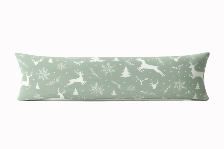 Green Reindeer & Snowflake Draught Excluder
