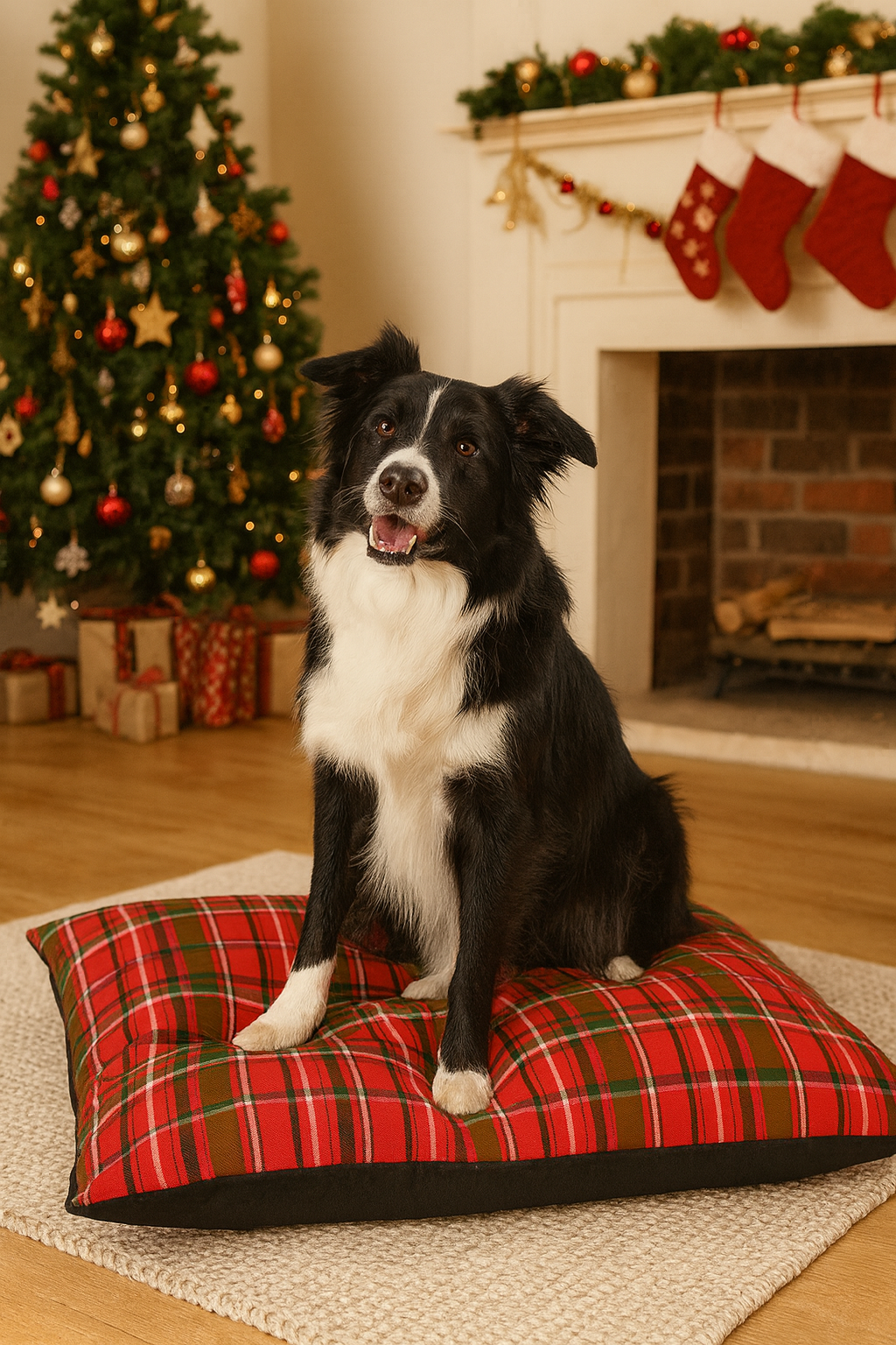 Festive Tartan Pet Bed