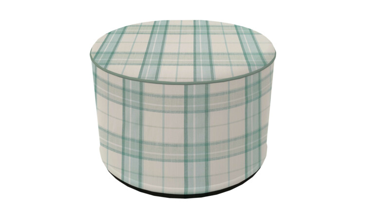 Laura Ashley Highland Check Duck Egg Indoor Pouffe
