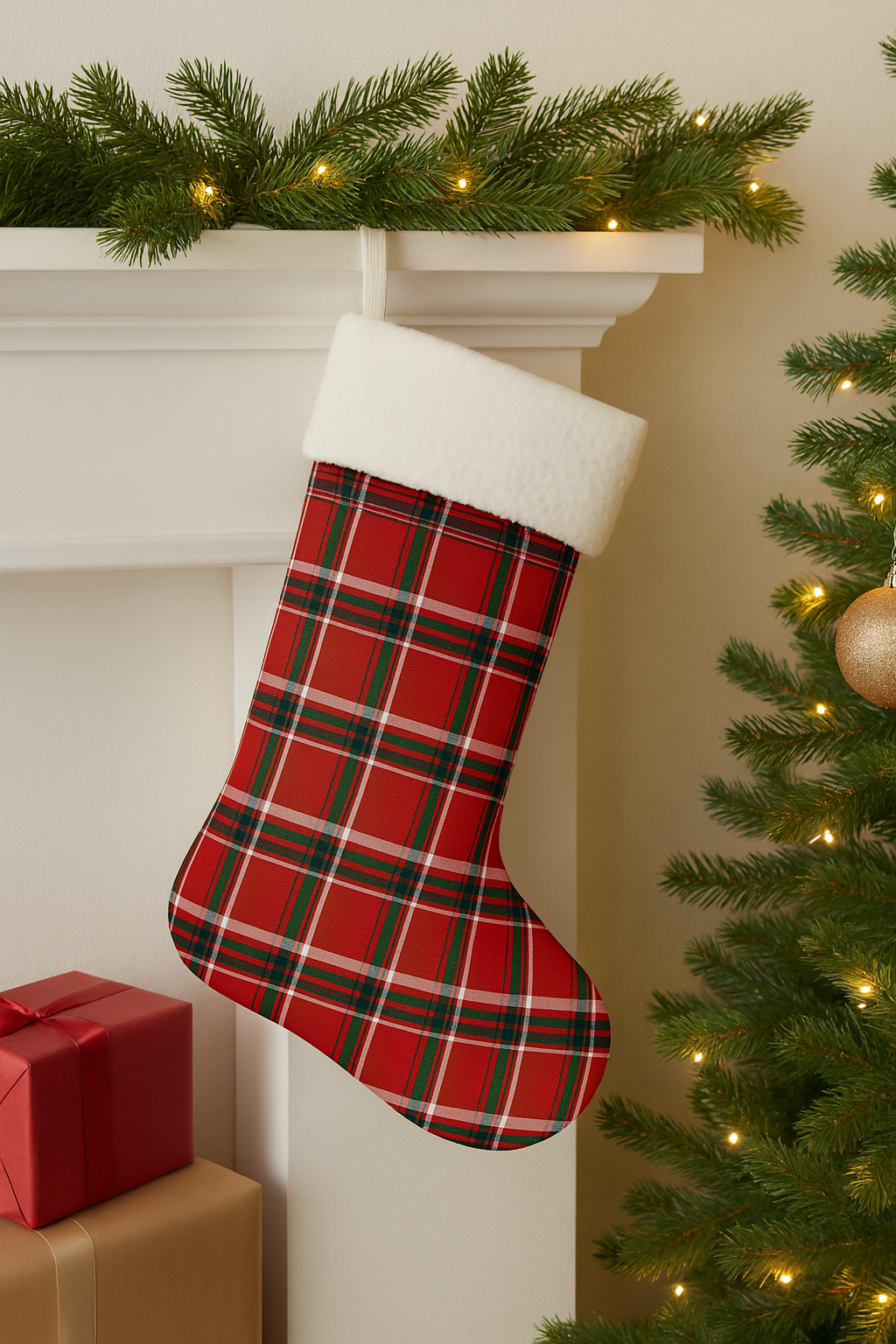 Classic Red Tartan Christmas Stocking