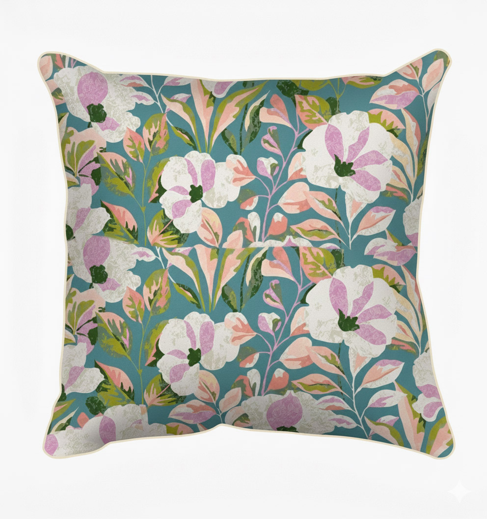 Laura Ashley Somerby Blooms Blue Outdoor Cushion
