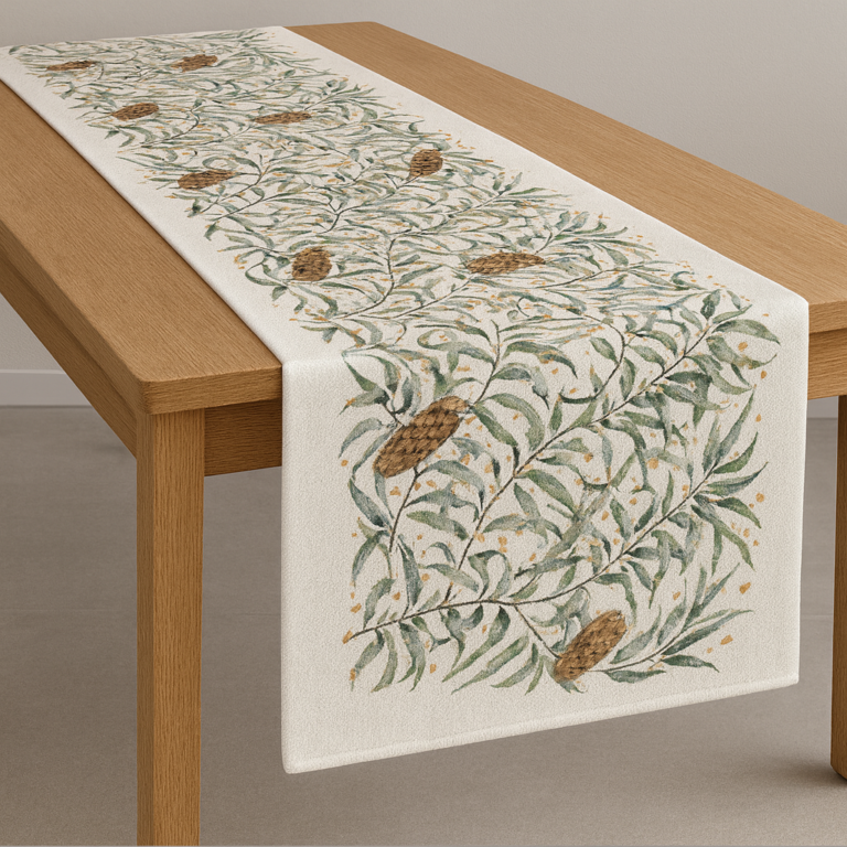 Winter Woodland Cones Table Runner