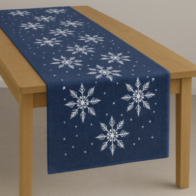 Frosted Midnight Snowflakes Table Runner