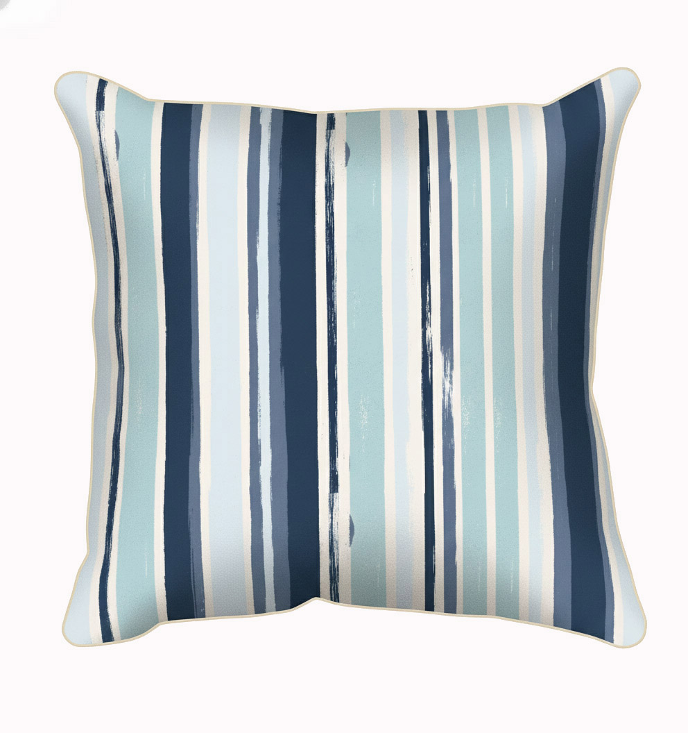 Laura Ashley Tresswell Stripe Blue Outdoor Cushion