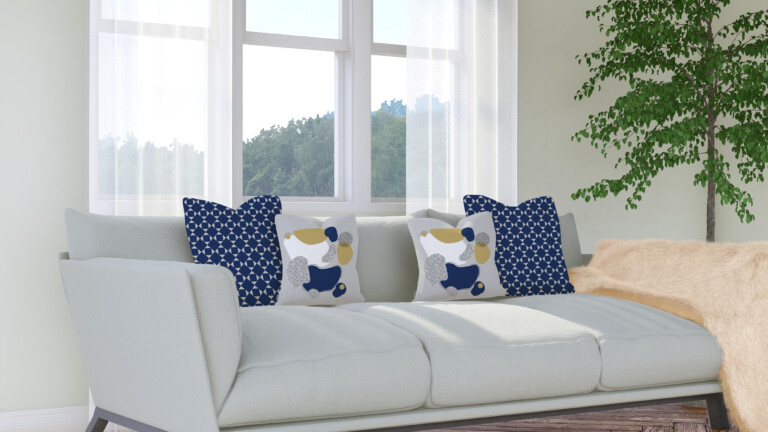 Geometric Blue Cushion