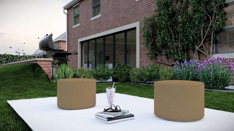 Napier Beige Outdoor Pouffe